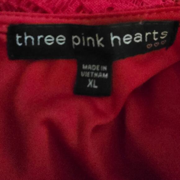 Three Pink Hearts‎ - Ladies Red Lace Top - SZ XL - Pit to Pit 19" Length 22" - Picture 4 of 7